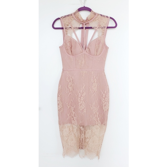 Blush Pink Lace Bandage Dress size M (would fit Sm/m) - Picture 3 of 8
